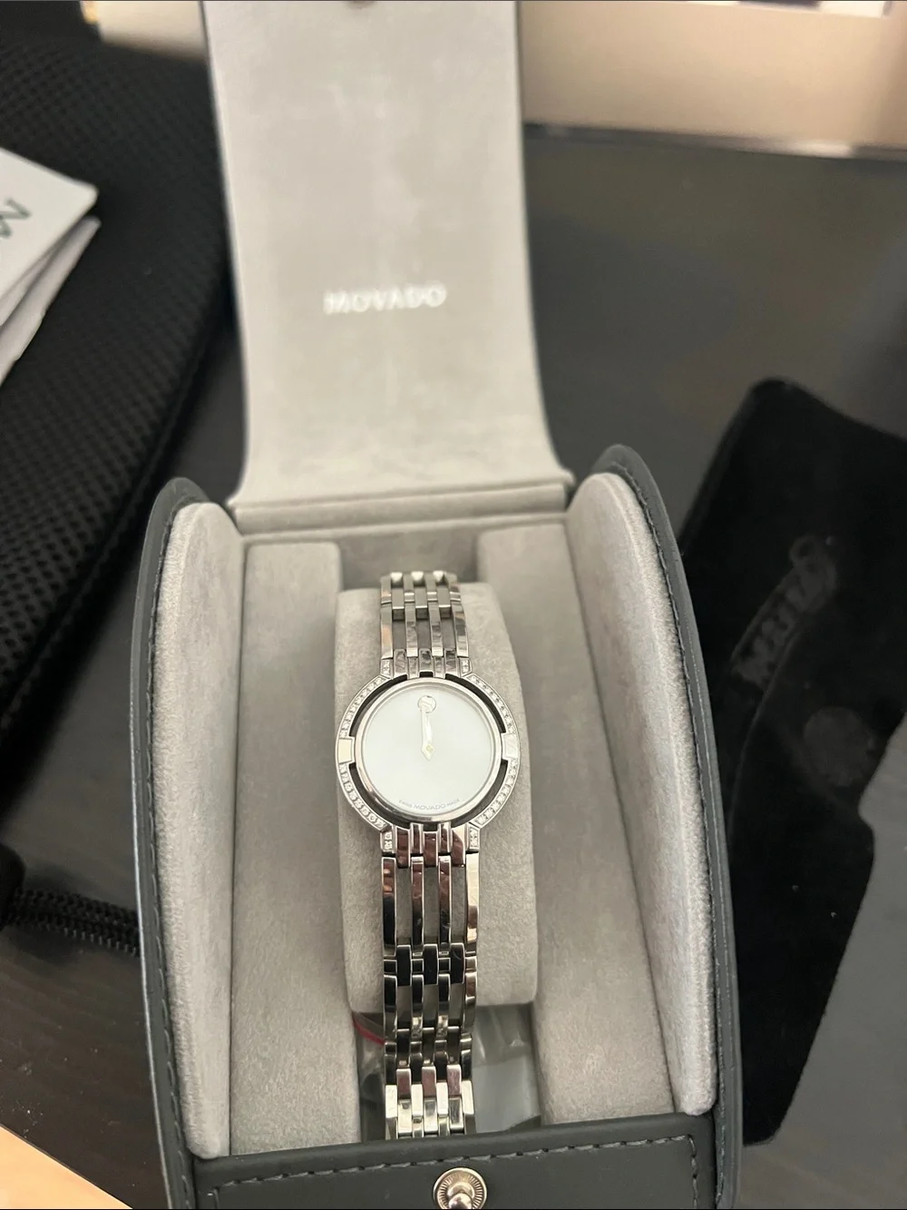Movado Women's Silver Bracelet Watch with White Dial